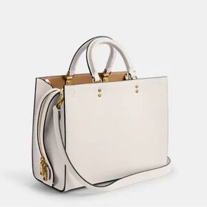 Coach Chalk Rogue 30 Leather Satchel with Gold Accents
